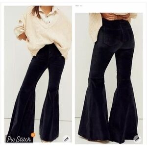 We The Free Just Float On High Rise Velvet Super Flare Denim Jeans Size 28